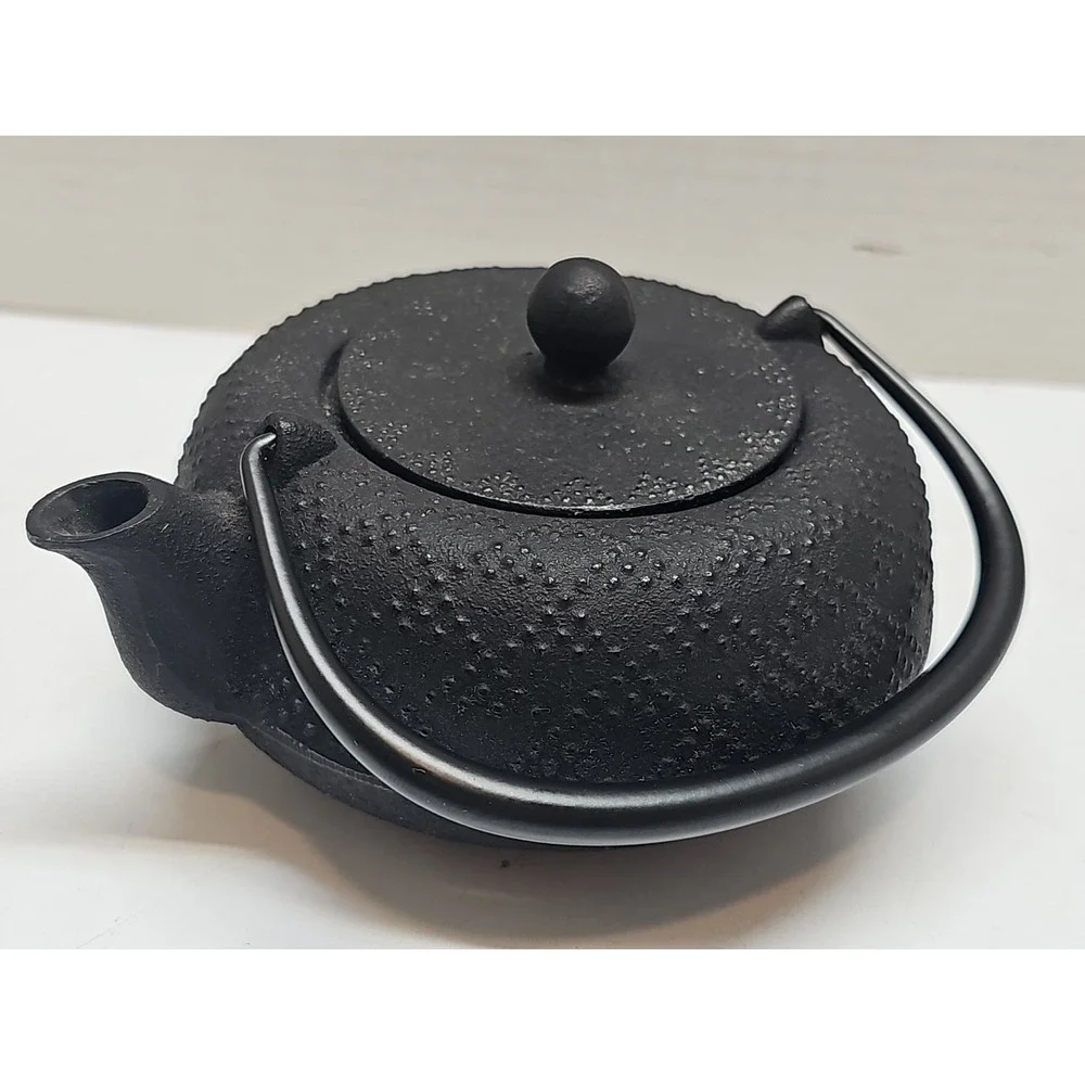 Iwachu Japanese Black Cast Iron Teapot with Lid Strainer Handle